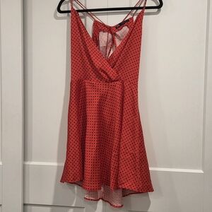 Red Polka Dot V-Neck Slip Dress